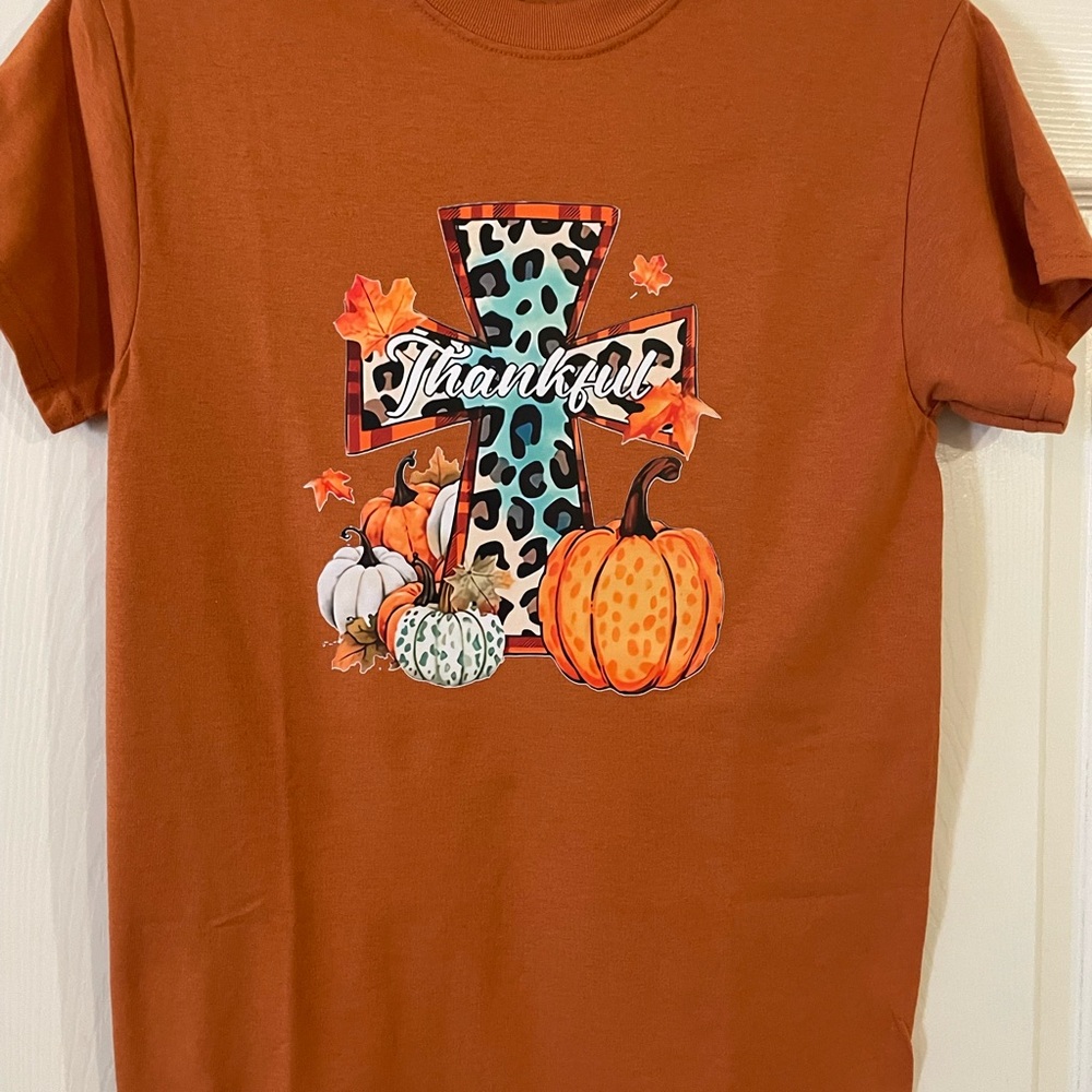 Women’s  tee Thankfull pumpkin theme size S